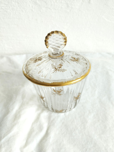 Pot couvert verre gravé - pot,