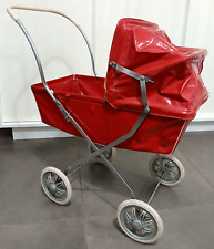 Carrozzina Passeggino Per Bambole Rosso Vintage Anni 50