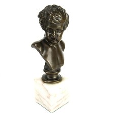 FERDINAND BARBEDIENNE (1810-1892) Statua in bronzo firmata ragazzo busto cm 18 circa