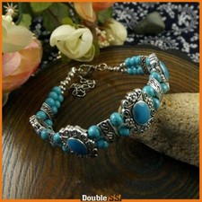 Bracciale Tibetano Turchese uomo Donna Braccialetto Regolabile Tibet con Perline