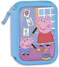 Astuccio Scuola Triplo Peppa Pig Blu 3 zip
