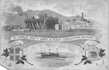 Cartolina Nave Corazzata Roma Varo 1907