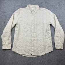 Camicia Billy Reid uomo gru uccellino lino grande bottoni manica lunga standard