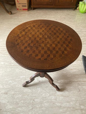 Tavolino antico rotondo in legno di Noce Da Salotto/Caffè/Complemento D' Arredo.