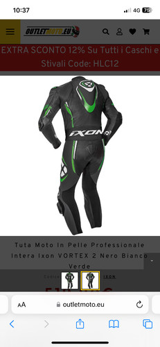 Tuta moto verde nera - moto, nuova