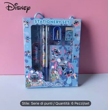 Set di cancelleria a tema Stitch, include righello, matita, quaderno, ecc. Scato