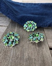 3 pezzi bottoni strass verdi