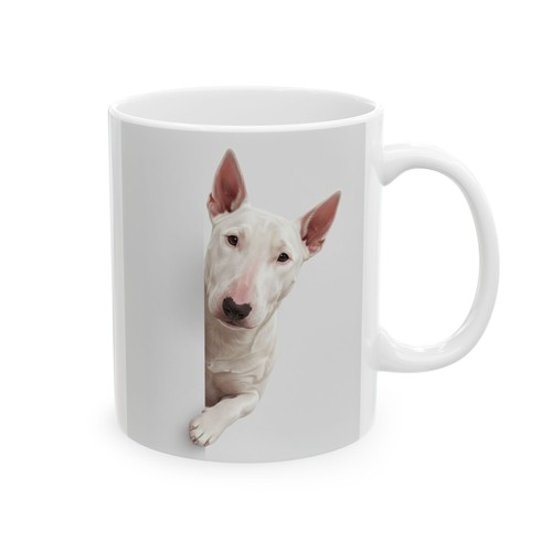 Bull terrier dog peeking - dog,