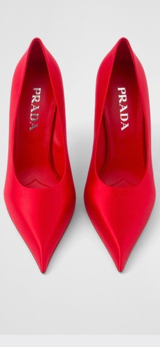 Red prada 85mm satin pumps - prada,