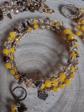 Bracciale A Molla Fatto A Mano All'uncinetto Con Chips Di Occhio Di Tigre 