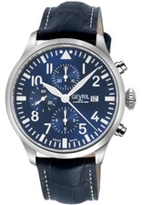 Orologio Gevril Uomo 47101 Vaughn Chrono Pilot Svizzero Automatico Movimento ETA 7750