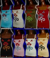 Sexy Miss Donna Top Fiori Ricamo 34/36/38 Rosa-Rosso Nero Bianco Caramel Nuovo