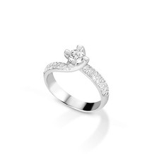 ANELLO SOLITARIO ORO BIANCO E