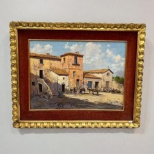 SCOPPETTA Pietro (1863-1920) - Cortile Olio su tela - Firmato a mano