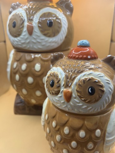 Set ceramic owl jar - ceramic,