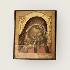 Icona Madonna di Korsun Vergine della Tenerezza 21x18 cm Monastero Monte Carmelo