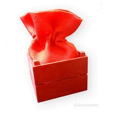 BOMBONIERA CASSETTA LEGNO ROSSA PORTACONFETTI MATRIMONIO LAUREA CRESIMA SCATOLA