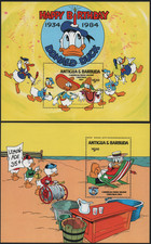 2 Foglietti 50° Anniversario Paperino 1984 -Antigua & Barbuda- DISNEY** [DIS176]