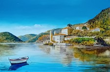 Mirko Morelli cm 60x40 Olio su tela Villa Balbianello lago di Como