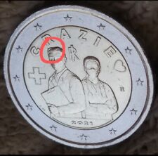Moneta da 2€ 2021 Italia GRAZIE con Eccesso di Conio sulla testa del medico a sx