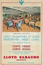 PUBBL.1929 LLOYD SABAUDO CONTE ROSSO GIARDINO D'INVERNO CLASSE LUSSO GENOVA  