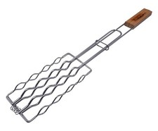 Griglia Graticola Salsicce Barbecue - Manico in Legno - Metallo - 54 cm x 8 cm