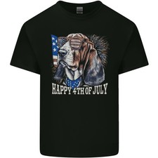Bassett Hound 4th Di Luglio Indipendenza Giorno Uomo Cotone Leggero T-Shirt