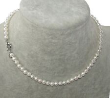 Collana girocollo in perle vere colore bianco 6mm ,Naturale,da donna