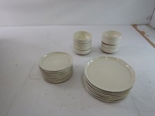 AmorArc 24 Piece Handpainted Plate and Bowl Set, Rustic Terracotta/Light Beige