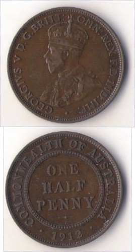 Australia penny 1912 - penny, h