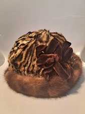 Cappello Pelliccia Vero Ocelot E Vero Visone