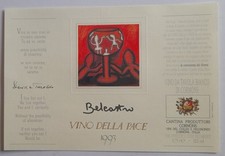 ETICHETTA VINO DELLA PACE 1993 Salvatore Belcastro Genova versi David M. Turoldo