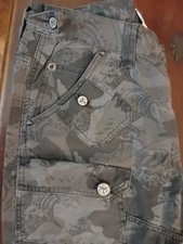 tg. 48/50 pantaloni casual donna fantasia militare con tasconi