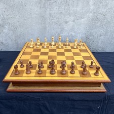 Grande Scacchiera In Legno Scacchi E Dama Vintage intarsiata apribile  55x55