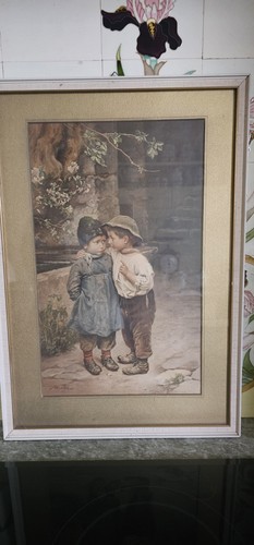 Cromolitografia motivo bambino