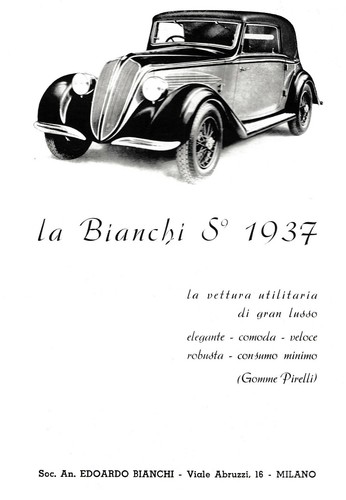 Pubbl 1937 auto - pubbl., bianchi