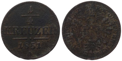 Austria kreuzer 1851 - 1/4, a