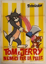 MANIFESTO 2F TOM E JERRY NEMICI PER LA PELLE ANIMAZIONE GATTO CARTOON NANO ART.