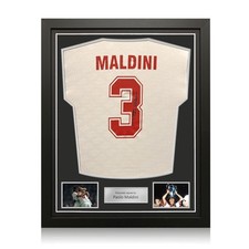 Maglia da trasferta del AC Milan 1994 autografata da Paolo Maldini. Incorniciata