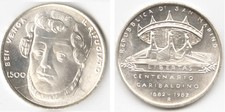 SAN MARINO LIRE 500 CENTENARIO GARIBALDINO 1982   IN ARGENTO