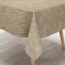 KEVKUS Tela Cerata Tovaglia P733-1 Struttura IN Lino Chiaro Angolare Tondo Ovale