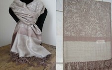 Sciarpa Pashmina Lana & E Seta Frangia Stola Scialle Sciarpa Uomo/Donna Nuovo