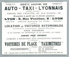 1920 Auto Taxi Lyon Location Luxe Limousines Phaetons Landaulets Pub Ancienne Ad