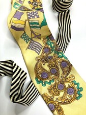 GIANNI VERSACE CRAVATTA BANDIERE NAUTICHE BAROCCHE VINTAGE ANNI '90 CROCIATE ...