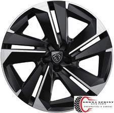 4 CERCHI IN LEGA ORIGINALI RAGGIO 19 PEUGEOT 408, 3008 NERO LUCIDO DIAMANTATO 