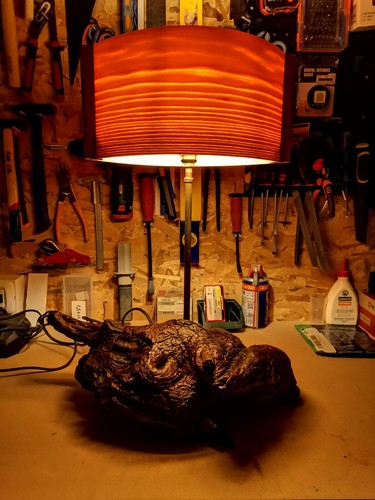 Lampada artigianale con - con, legni