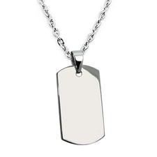 Collana con Piastrina Militare a Specchio rettangolo in Acciaio inox catena Uomo