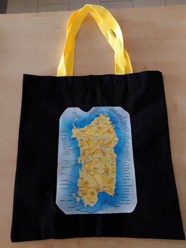 Borsa nera tela stampa - nera, in