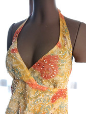 TOP CANOTTA " SPECCHIO WOMAN " FANTASIA FLOREALE E PERLINE TAGLIA S (S16)