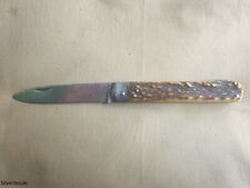 COUTEAU ANCIEN PLIANT MANCHE CORNE.